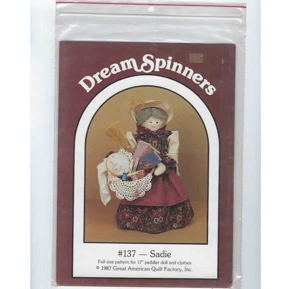 Dream Spinners 137 Peddler Doll Sadie and Clothing Pattern Uncut Vintage 1987 - Picture 1 of 5